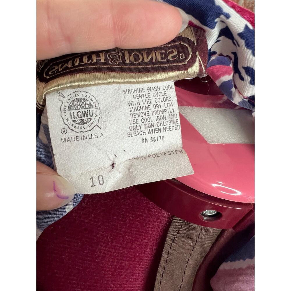 Blouse button down hidden button front pink blue - image 9